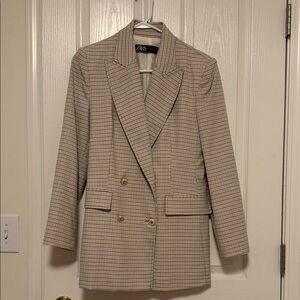 Zara Women's Tan Plaid Blazer
